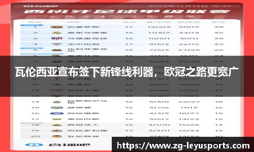 瓦伦西亚宣布签下新锋线利器，欧冠之路更宽广